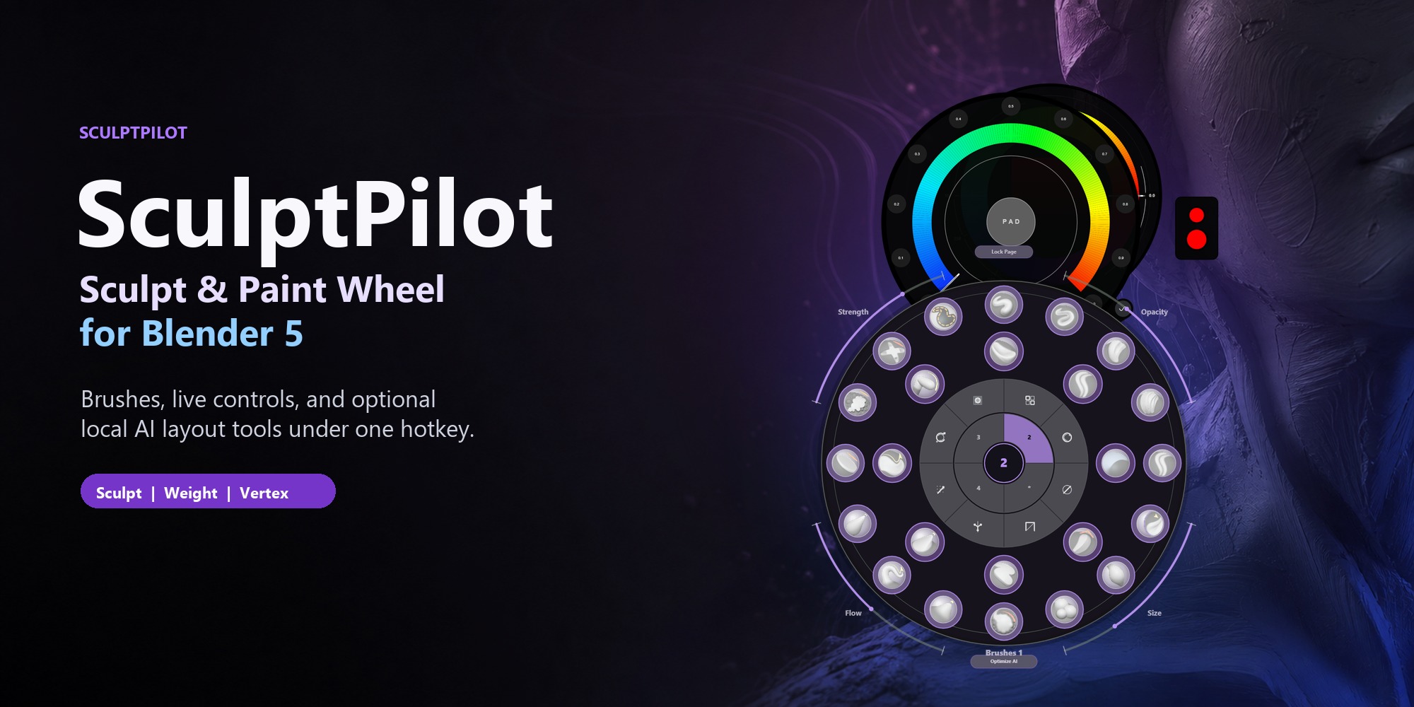 SculptPilot Wheel interface in Blender